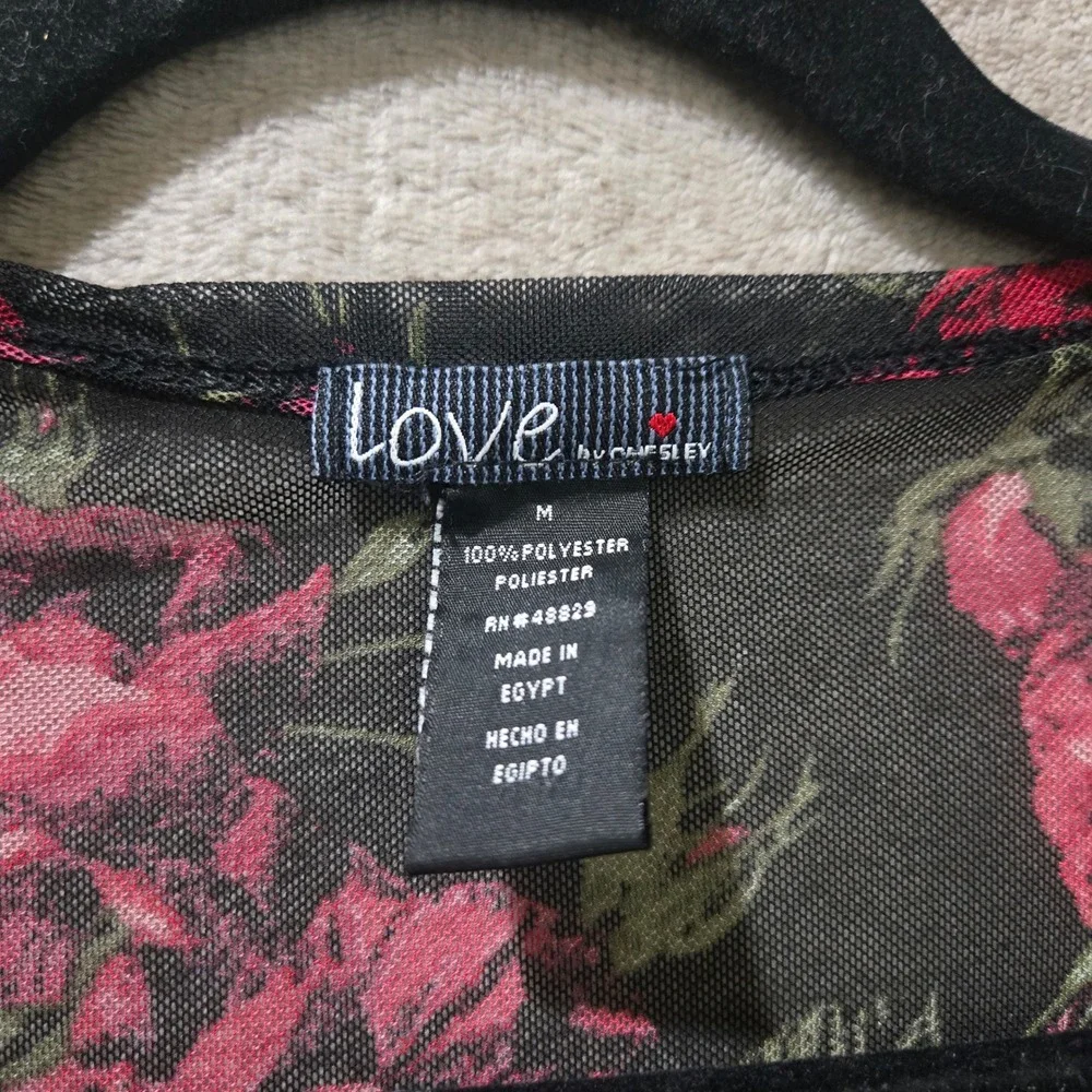 Love Tree Mesh Duster Cardigan Small Dark Floral Sheer Rose Goth Romantic Layer - Picture 3 of 12